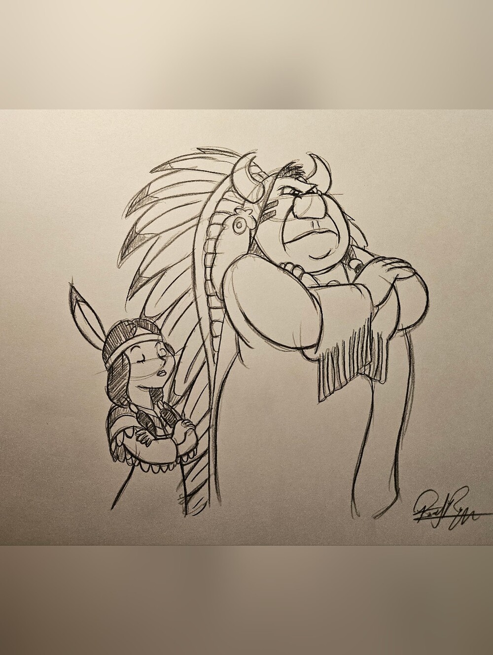 Disney Peter Pan Princess Tiger Lily Chief Drawing/Sketch Animation Art Signed